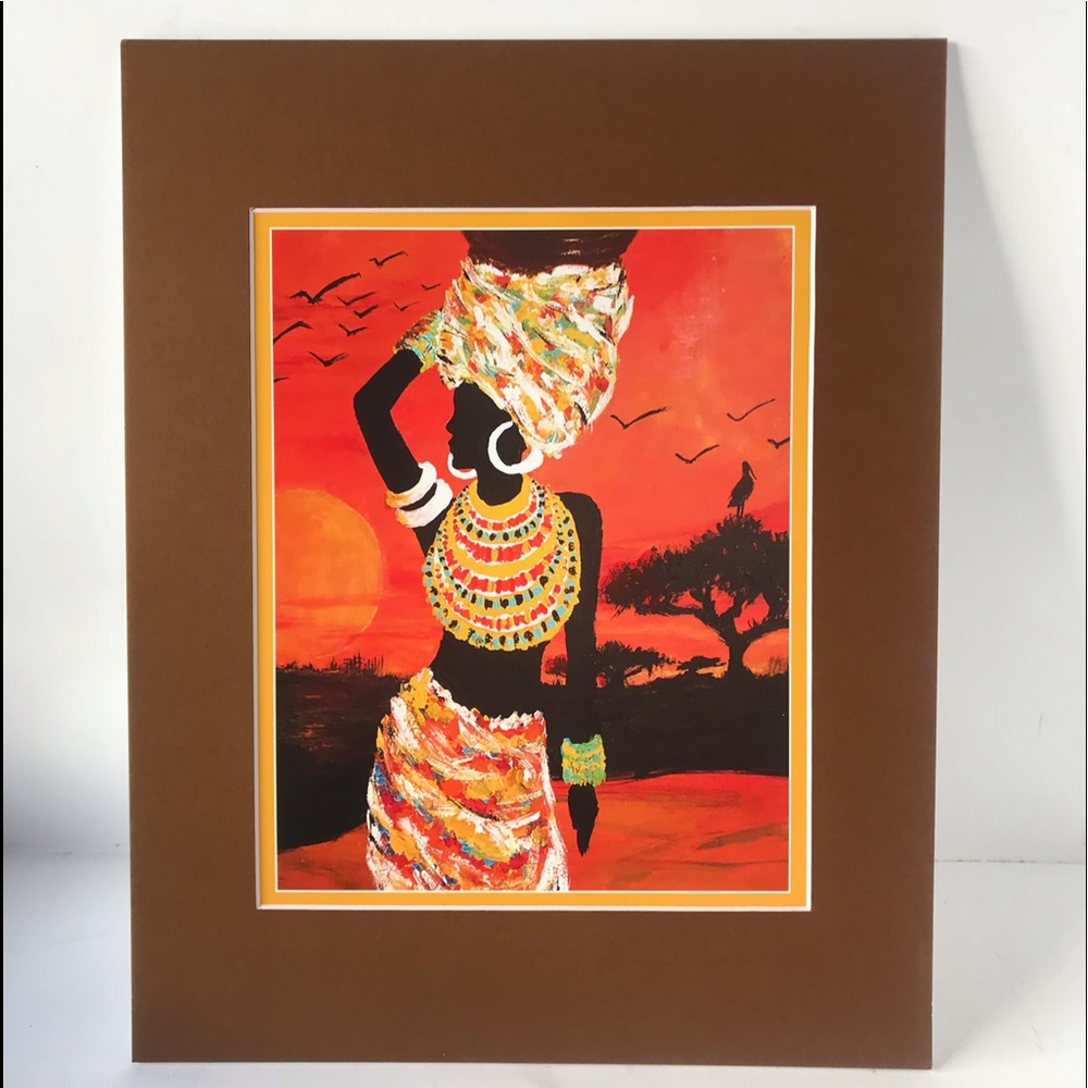 Beautiful African art matted high quality print size 11x14